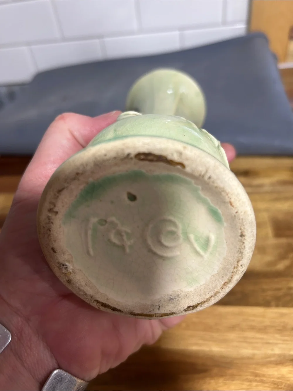 1950’s Mc Coy Ceramic Green Bird nesting Bud Vase - vintage
